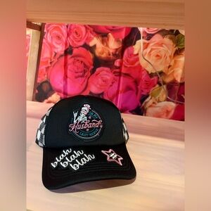 Black Trucker Hat with Embroidered Patches